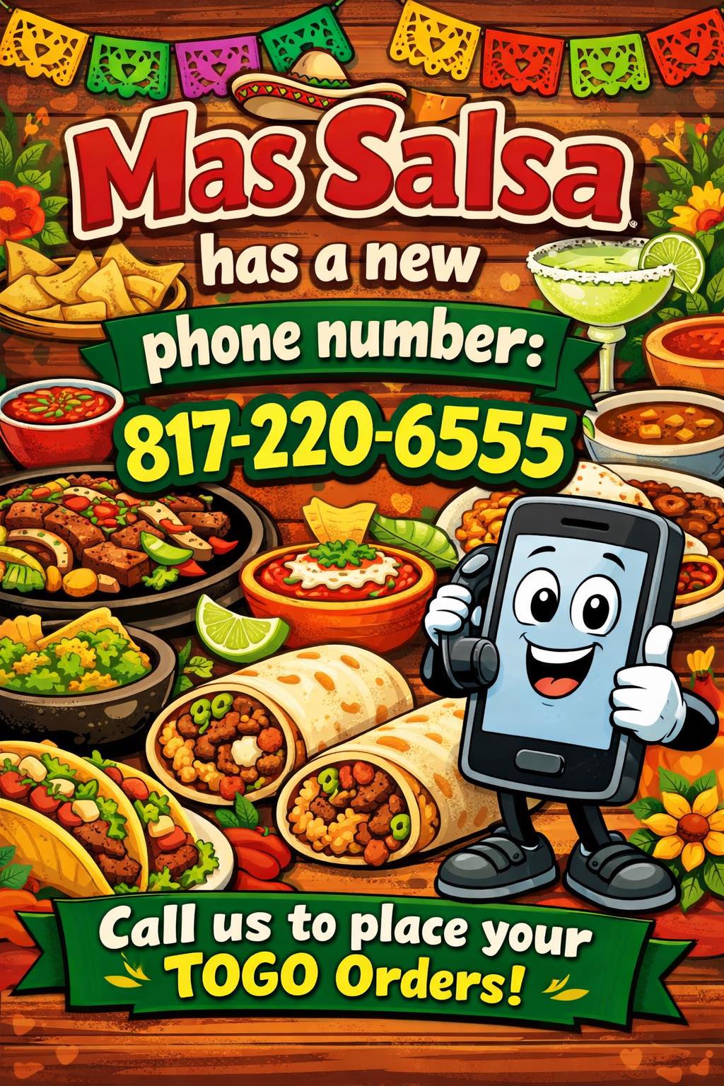 Mas Salsa pickup order poster